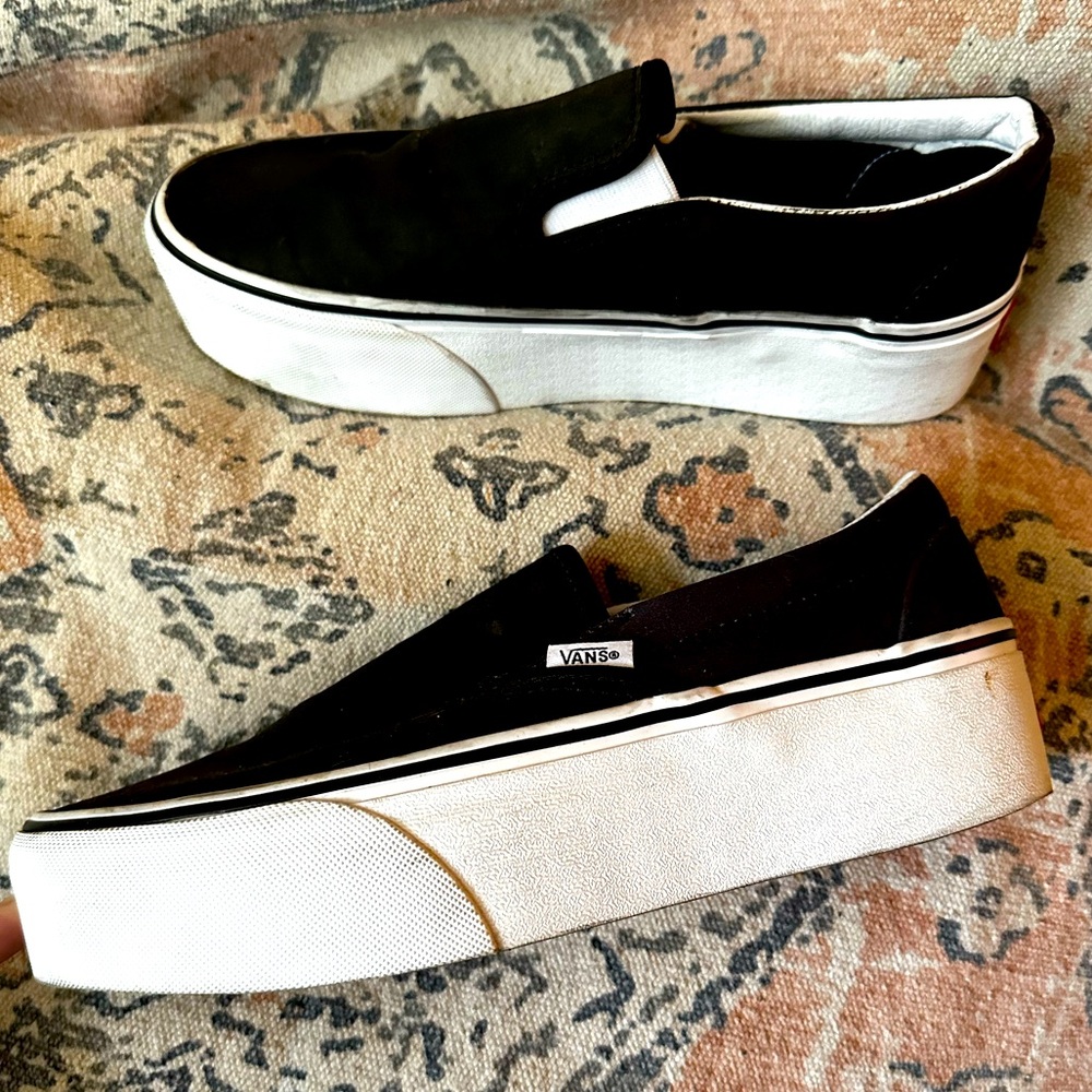 Black Platform Vans Slip-ons - Like New!